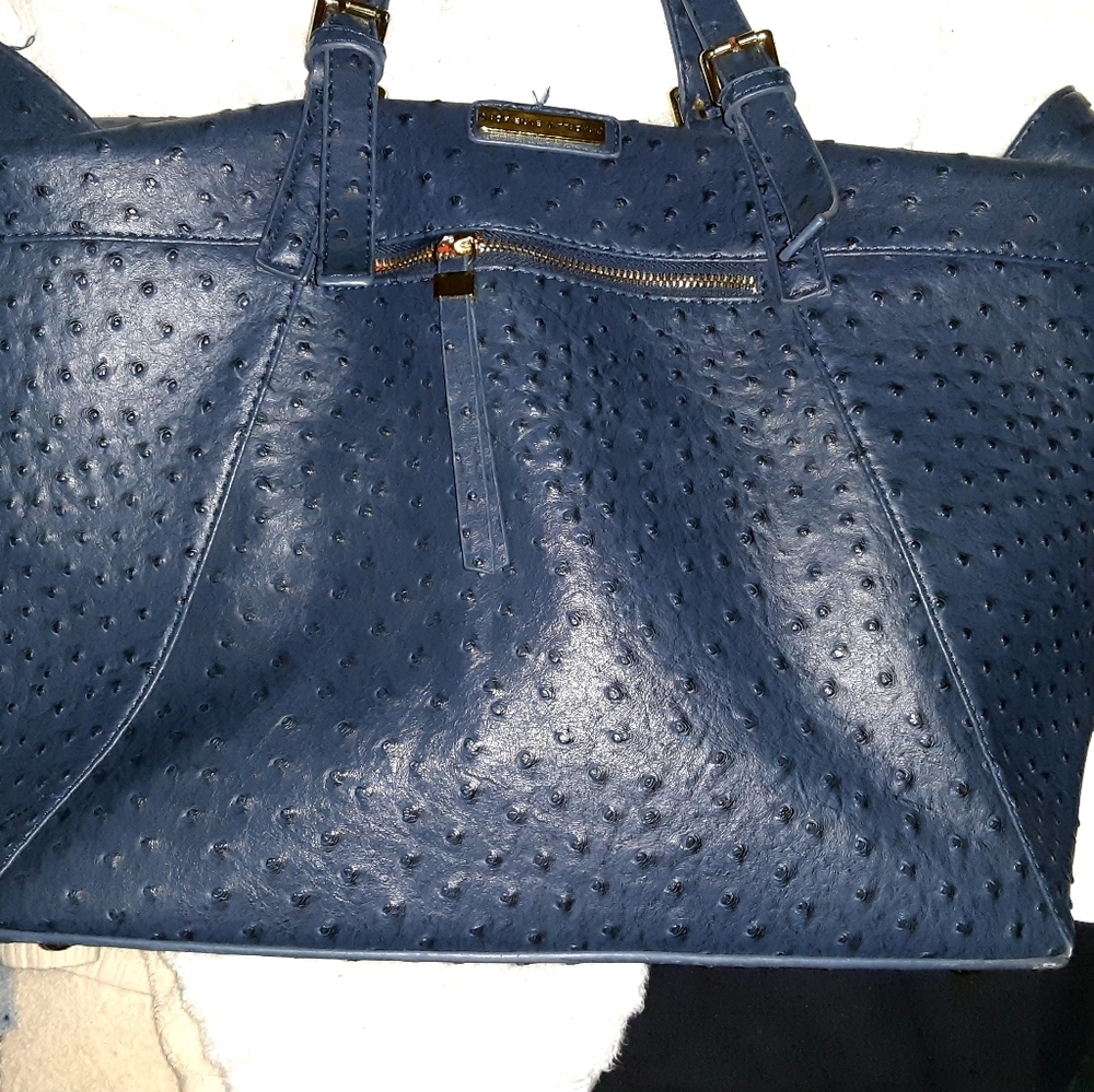 Adrienne Vittadini blue ostrich tote